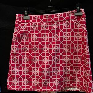 C - Peter Millar Pink and White Geometric Mini Skirt
